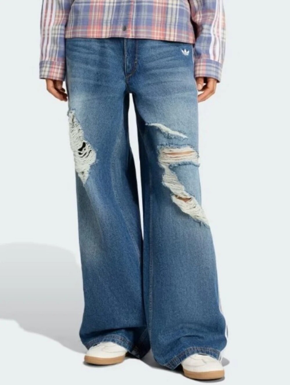 🆕 Women's SIZE 32x32 Adidas Originals Distressed Wide Leg Jeans